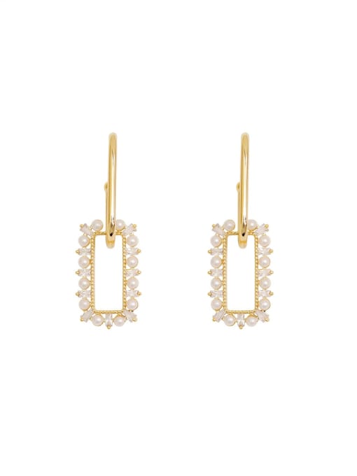 HYACINTH Brass Imitation Pearl Geometric Dainty Drop Trend Korean Fashion Earring 0