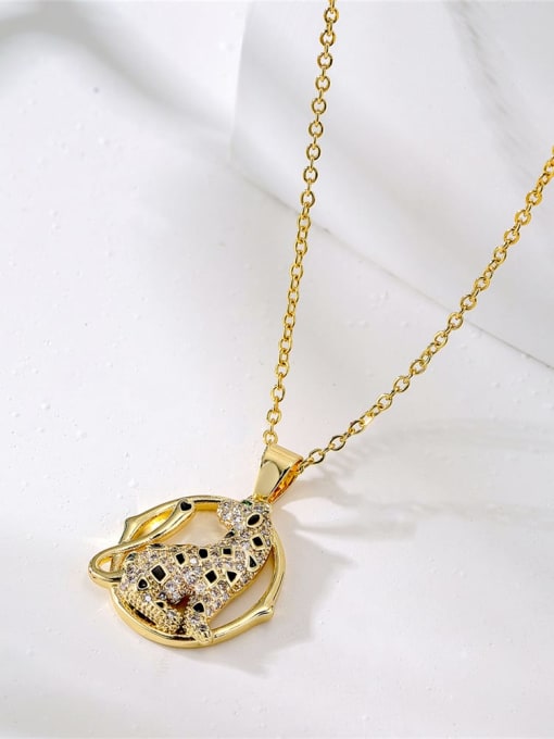 AOG Brass Cubic Zirconia Leopard Vintage Necklace 0
