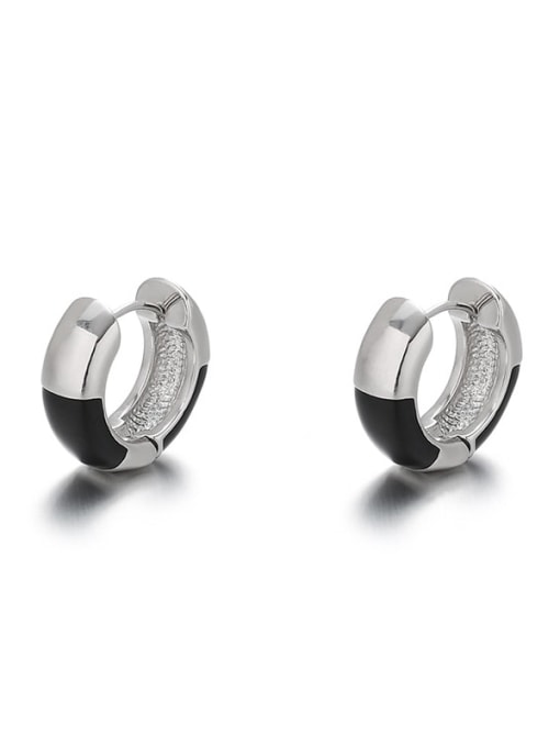 Platinum Brass Enamel Geometric Minimalist Hoop Earring