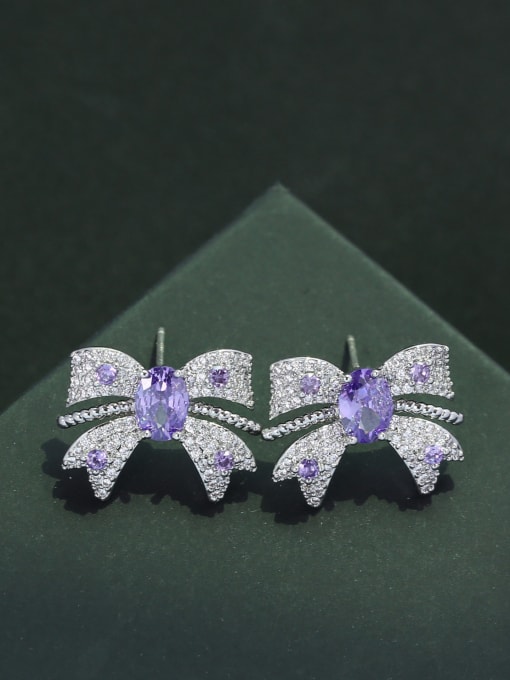 OUOU Brass Cubic Zirconia Butterfly Luxury Cluster Earring 2