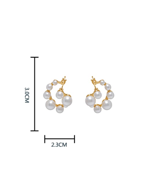 HYACINTH Brass Imitation Pearl Geometric Minimalist Stud Earring 2