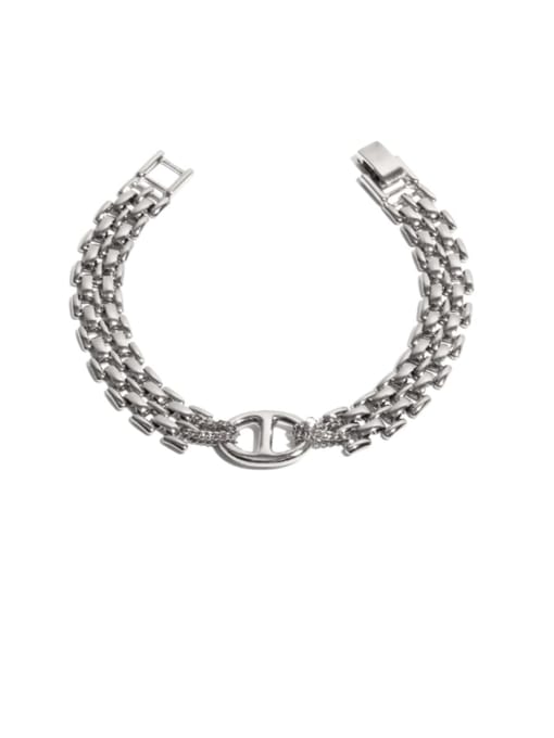 silvery Brass Hollow Geometric Vintage Link Bracelet