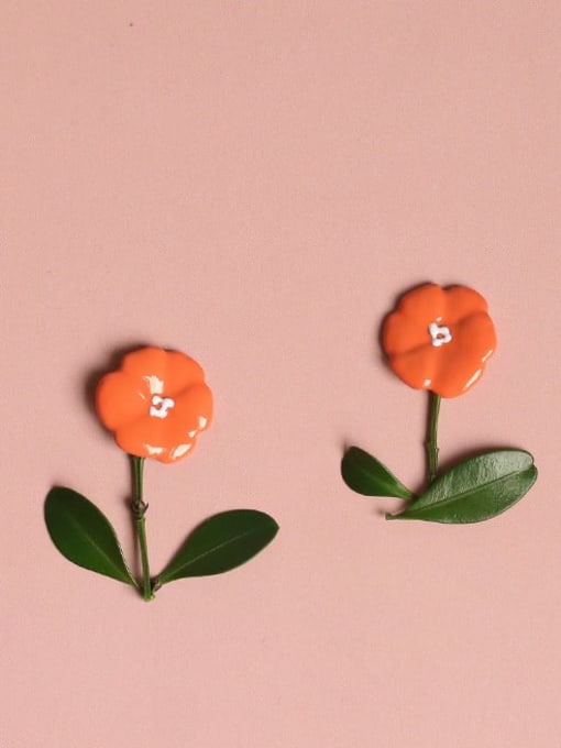 Five Color Alloy Enamel Flower Minimalist Stud Earring