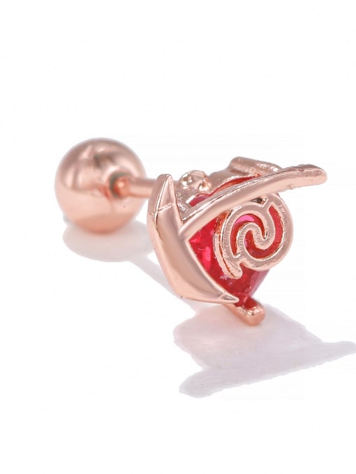 EGD1422 Rose Gold Brass Cubic Zirconia Animal Cute Stud Earring(Single-Only One)