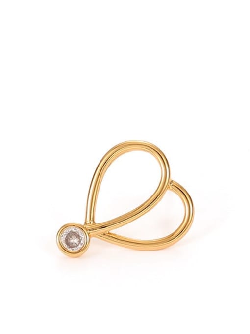 Heart Shaped Earrings Brass Rhinestone Heart Minimalist Single Earring