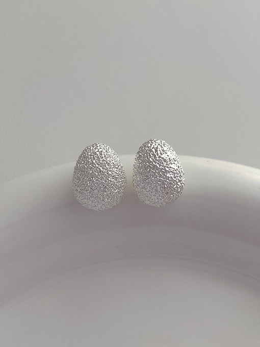 White Small Fat Earrings Brass Geometric Minimalist Stud Earring