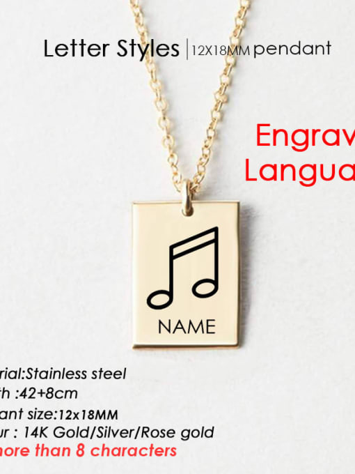 Gold GX 119 Stainless steel  Minimalist engrave language geometry Pendant Necklace