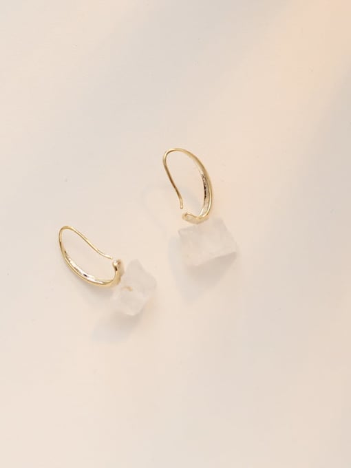 Clear crystal Copper Amethyst Irregular Minimalist Hook Trend Korean Fashion Earring