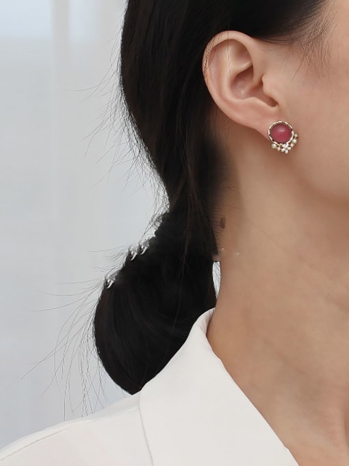HYACINTH Copper Round Resin Geometric Minimalist Clip Trend Korean Fashion Earring 1