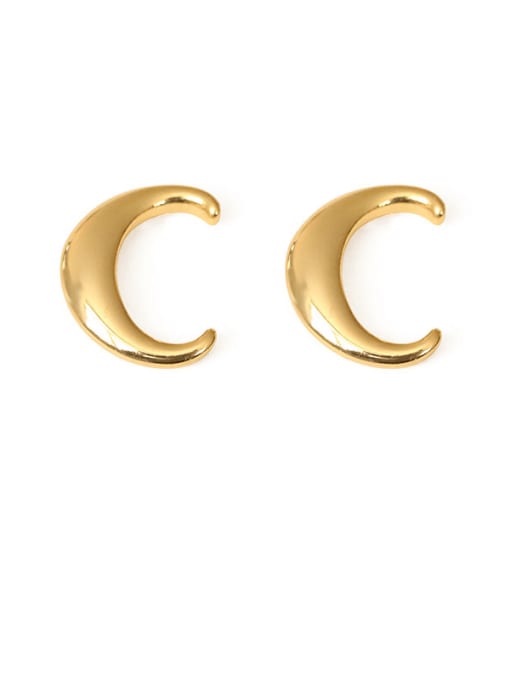 C Ear Stud （Single） Brass Letter Minimalist  Stud Earring(single)
