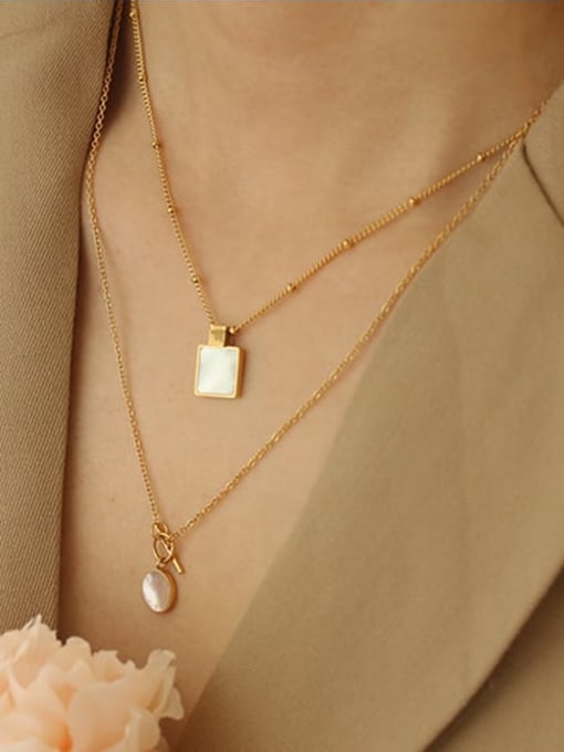 ACCA Brass Shell Geometric Vintage pendant Necklace 1
