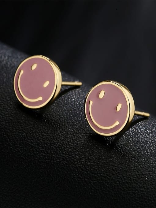 AOG Brass Enamel Smiley Minimalist Stud Earring 2