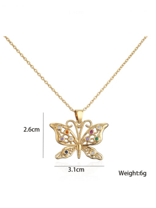 20980 Brass Rhinestone  Trend Butterfly Pendant Necklace