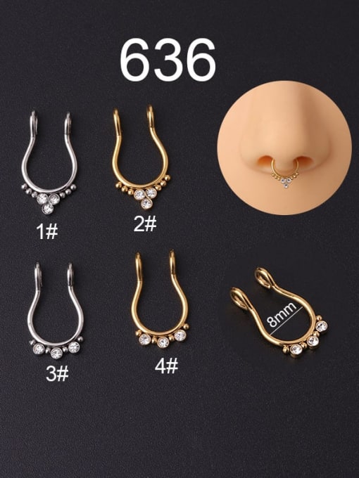 HSPJ636 Stainless steel Cubic Zirconia Geometric Hip Hop Nose Rings(Single Only One)