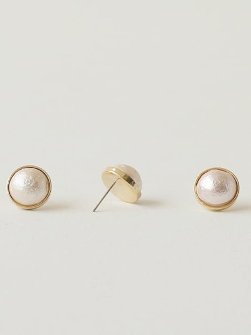 ACCA Brass Imitation Pearl Geometric Minimalist Stud Earring 2