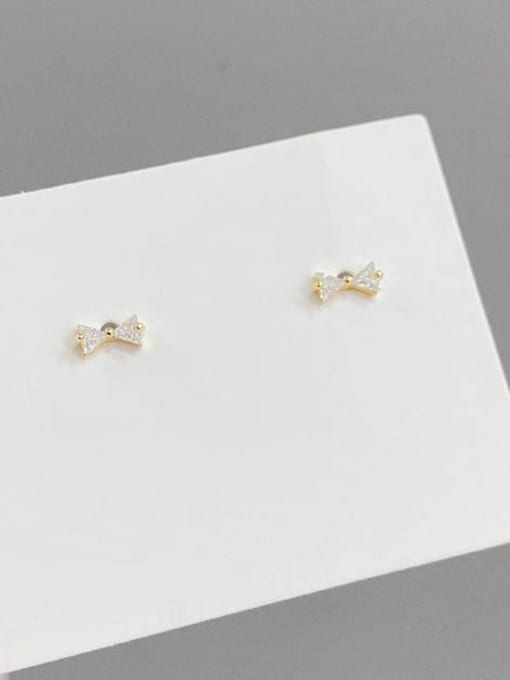 YOUH Brass Cubic Zirconia Bowknot Minimalist Stud Earring 2