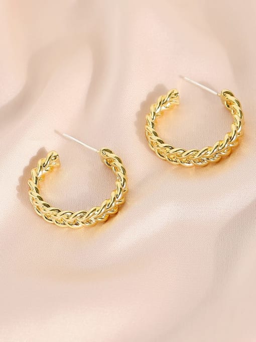 16k gold Brass Geometric Vintage Hoop Earring