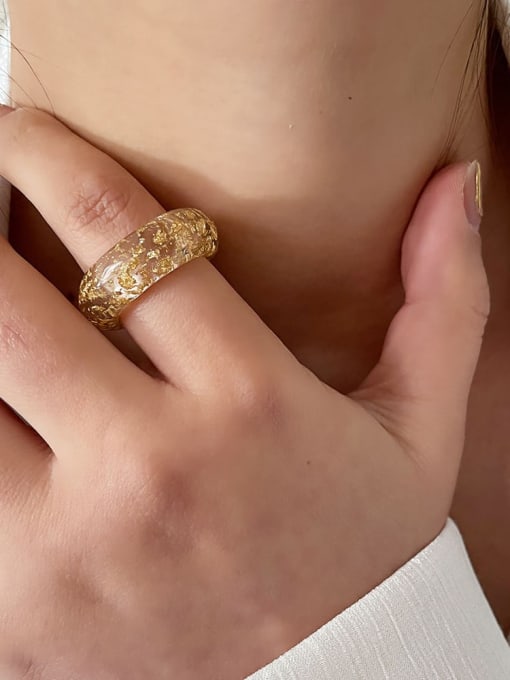 Transparent gold ring Resin Geometric Vintage Band Ring