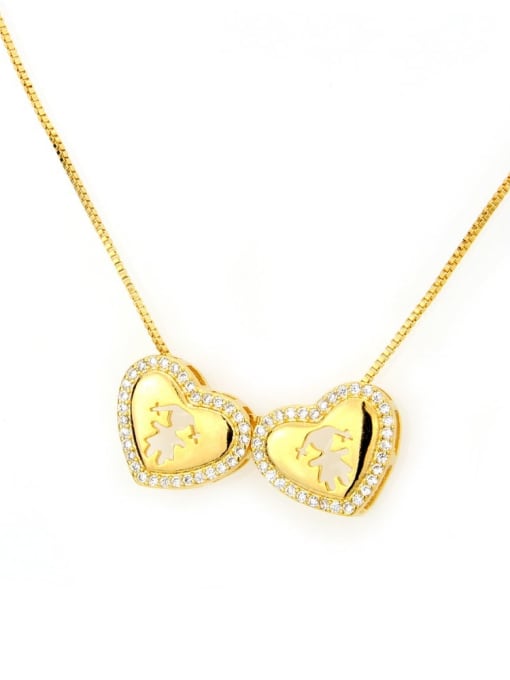Gilded Girl Girl Brass Cubic Zirconia Heart Dainty Necklace