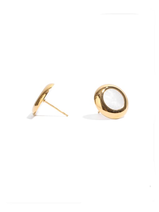 golden Brass Shell Round Vintage Stud Earring