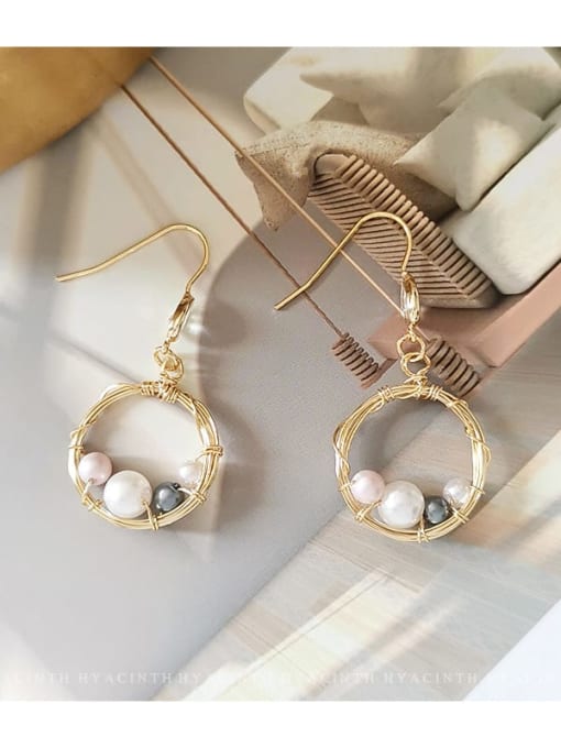 HYACINTH Copper Imitation Pearl Geometric Trend Hook Trend Korean Fashion Earring 2