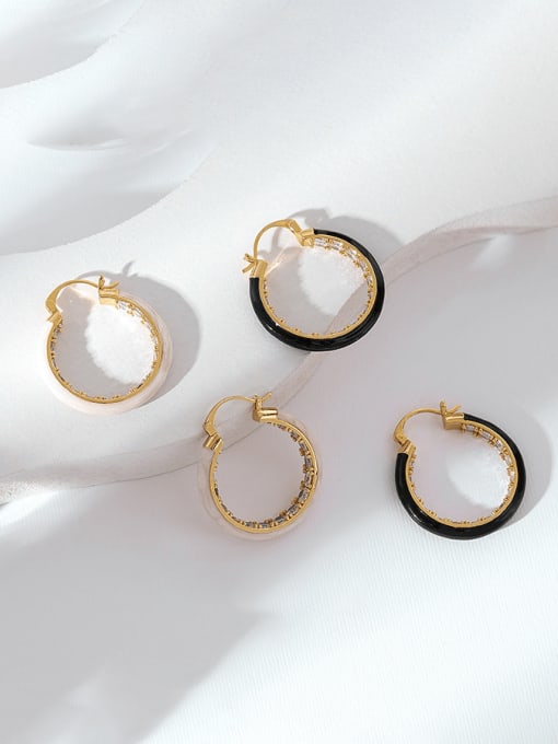 Five Color Brass Enamel Geometric Minimalist Hoop Earring