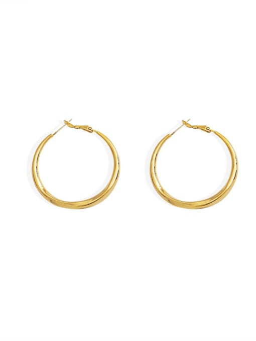 14k Gold Brass Hollow Geometric Minimalist Hoop Trend Korean Fashion Earring