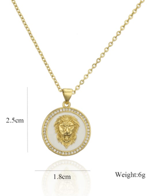 AOG Brass Cubic Zirconia Lion Hand Vintage  Enamel Round Pendant Necklace 2