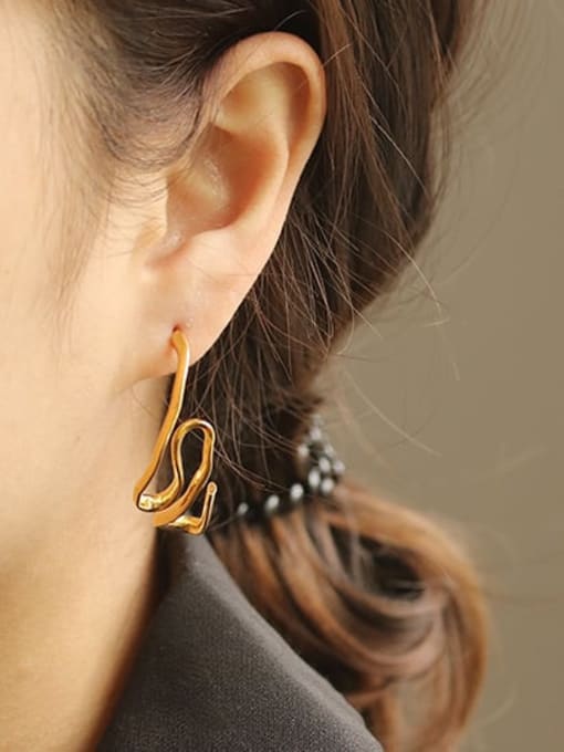 ACCA Brass Asymmetrical lines Vintage Stud Earring 1