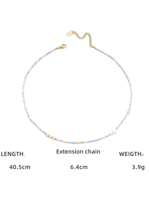 Five Color Titanium Steel Natural Stone Star Minimalist Beaded Necklace 3