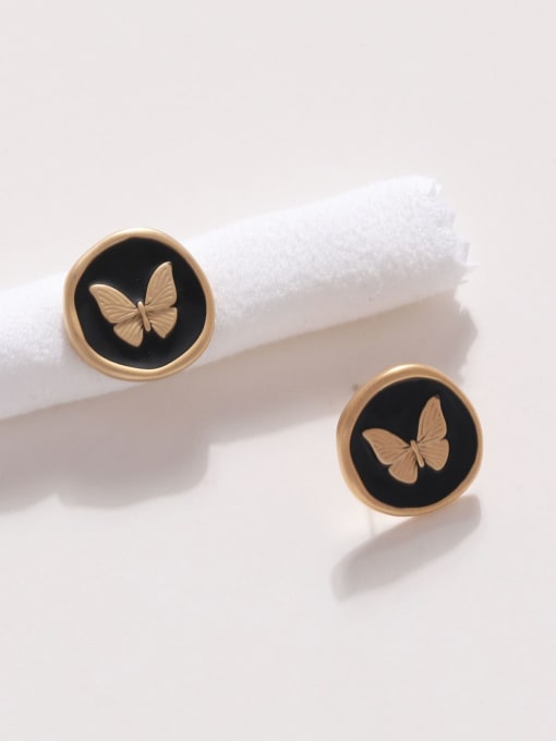 HYACINTH Brass Enamel Butterfly Vintage Stud Earring 1