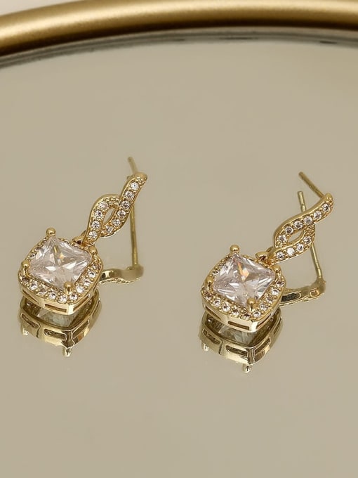 HYACINTH Copper Cubic Zirconia Geometric Minimalist Huggie Trend Korean Fashion Earring 2
