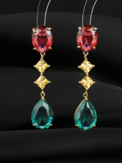 Color matching Brass Cubic Zirconia Geometric Luxury Cluster Earring
