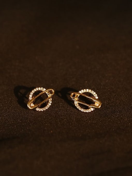 ACCA Brass Cubic Zirconia Round Vintage Pin Stud Earring 3