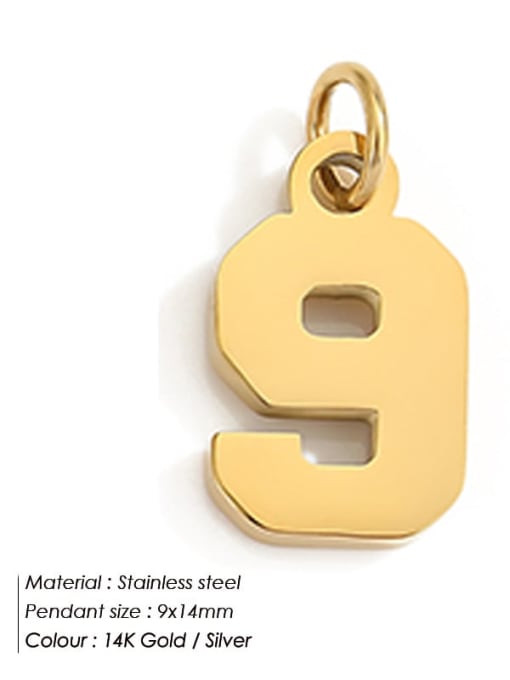YP33064 9 Stainless steel Minimalist Icon Numeral Pendant
