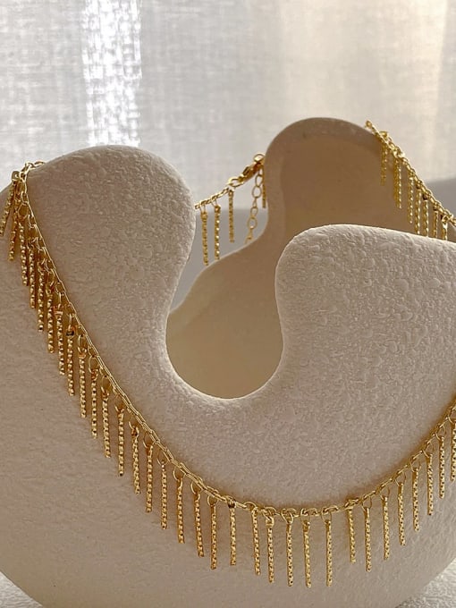 F184 Gold Brass Tassel Minimalist Tassel Necklace