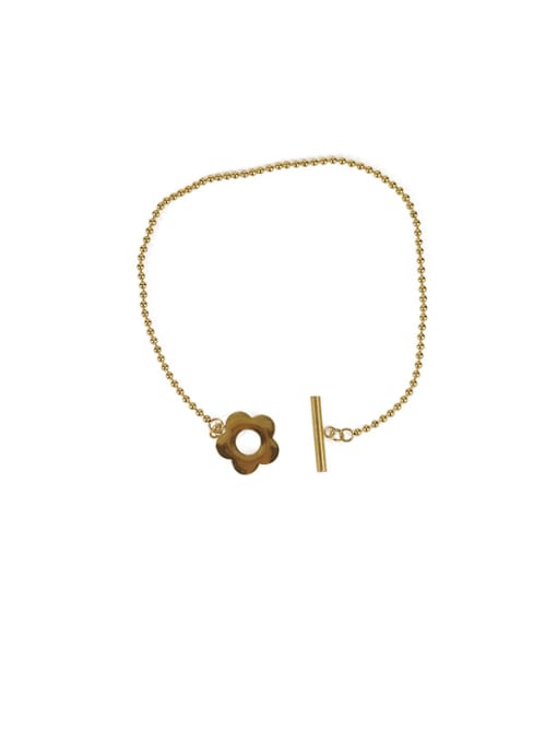 bracelet gold Titanium Steel Flower Minimalist Beaded Necklace