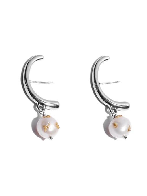 TINGS Brass Imitation Pearl Irregular Vintage Stud Earring 3