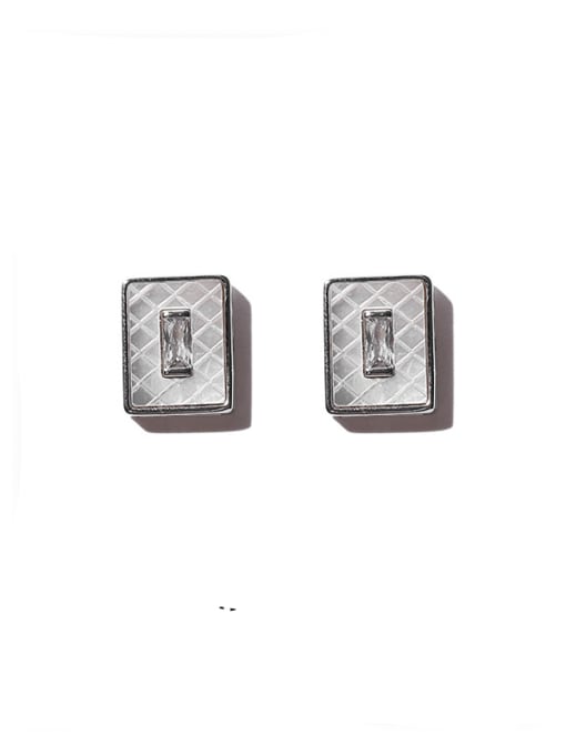 square Brass Cubic Zirconia Water Drop Minimalist Stud Earring