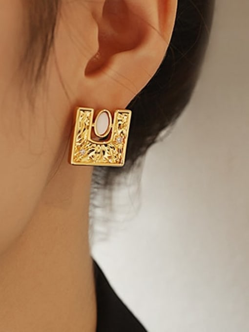 ACCA Brass Shell Geometric Vintage Stud Earring 1