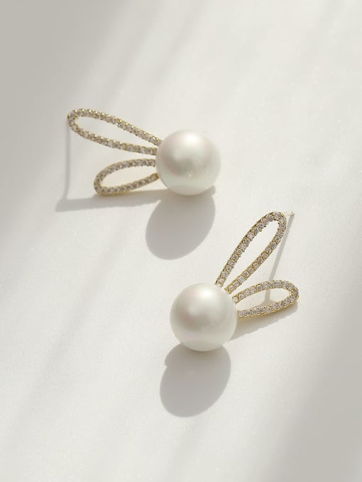 HYACINTH Brass Imitation Pearl Irregular Bohemia Rabbit ears  Stud Trend Korean Fashion Earring 2