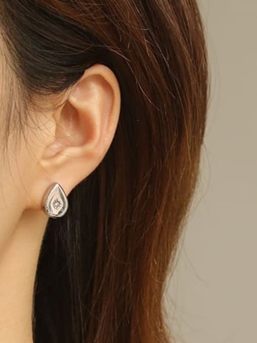 ACCA Titanium Steel Cubic Zirconia Water Drop Minimalist Stud Earring 1