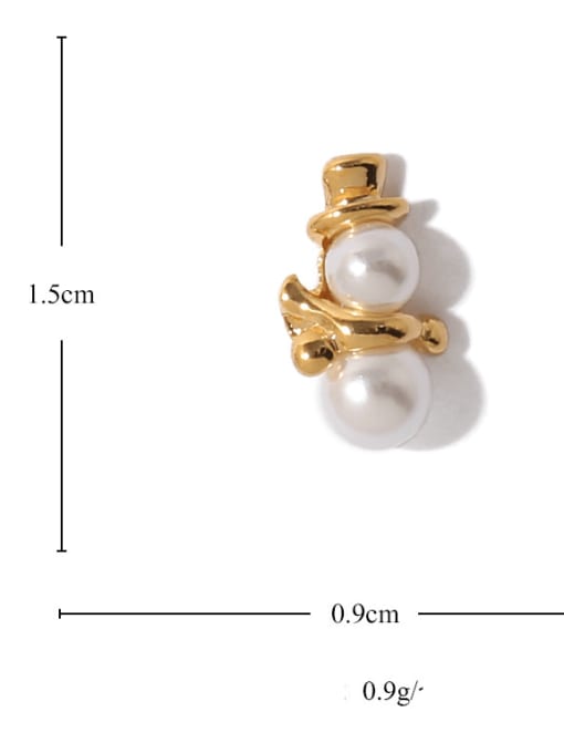 Five Color Brass Imitation Pearl Geometric Hip Hop Stud Earring 2