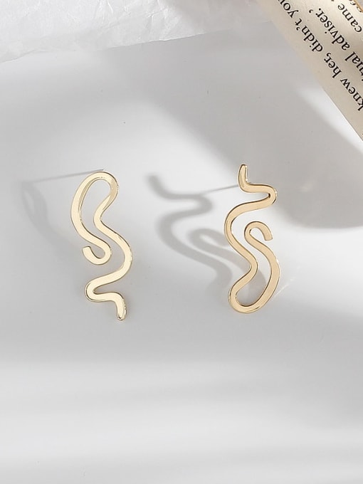 gold Copper Smooth Irregular Minimalist Stud Trend Korean Fashion Earring