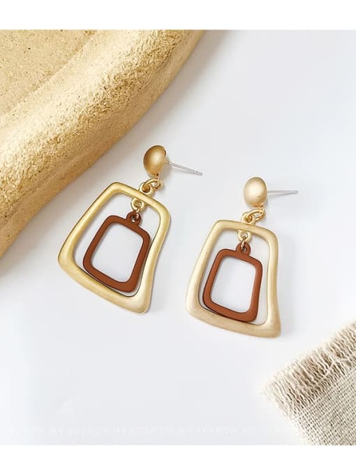 Dumb gold color Copper Enamel Geometric Minimalist Drop Trend Korean Fashion Earring