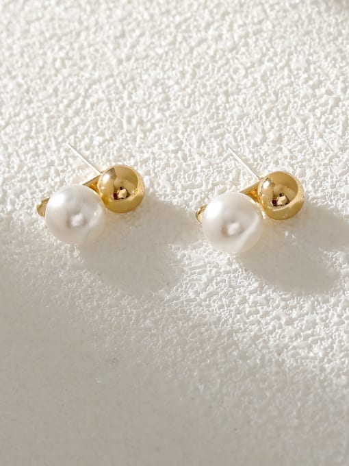 HYACINTH Brass Imitation Pearl Geometric Minimalist Threader Earring 2