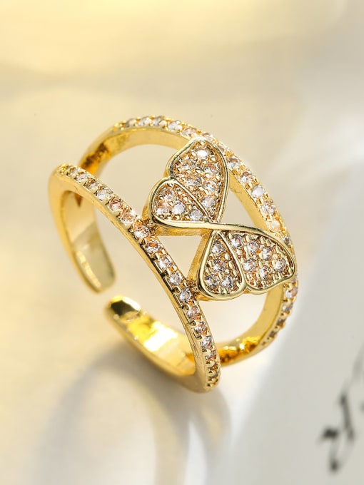 13483 Brass Cubic Zirconia Butterfly Dainty Band Ring