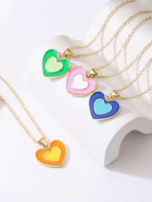 AOG Brass Enamel Heart Minimalist Necklace 0