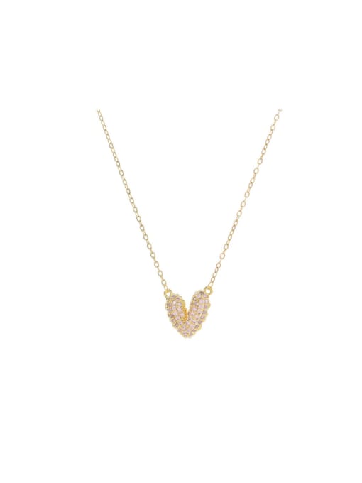 YOUH Brass Cubic Zirconia Heart Dainty Necklace