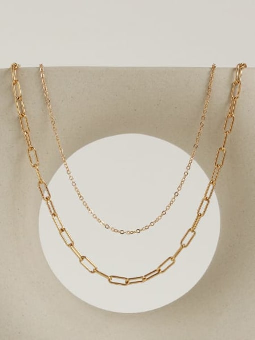 ACCA Brass Hollow Geometric Minimalist Multi Strand Necklace 3